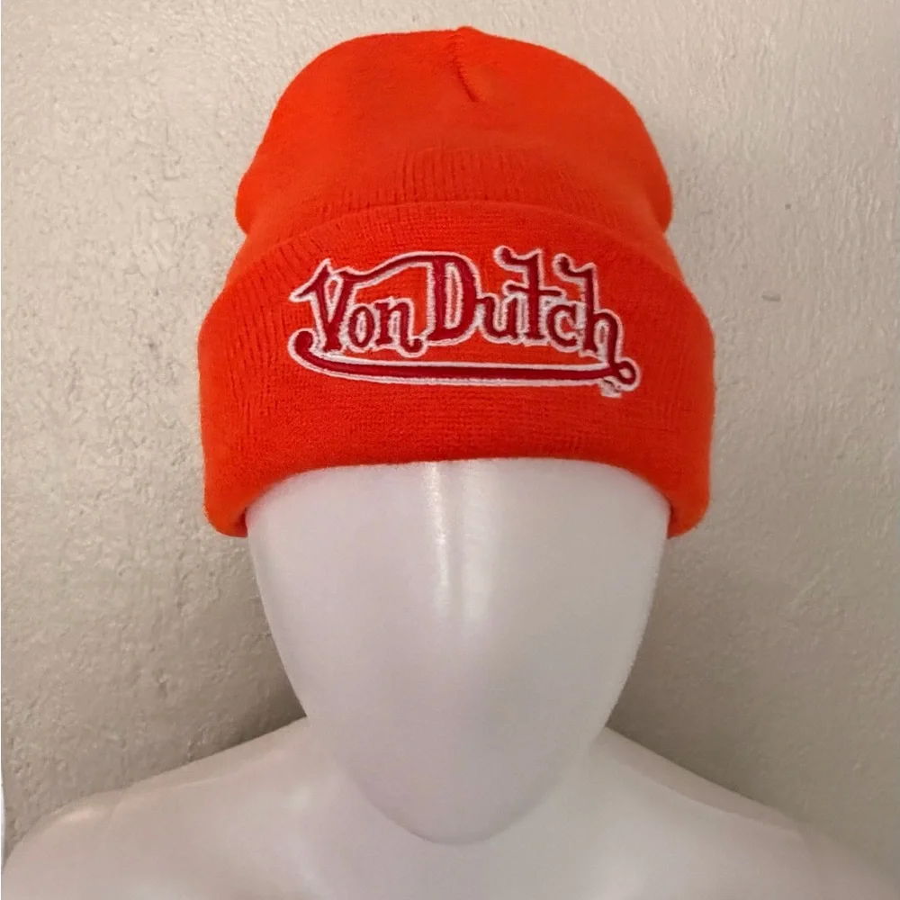 Von Dutch Vibrant Orange Beanie - Picture 1 of 2